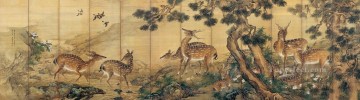 中国の伝統芸術 Painting - 小川の近くの神泉鹿アンティーク中国